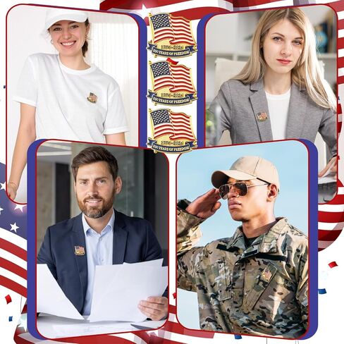 24/48 Pcs 250th Anniversary Lapel Pin Patriotic USA Metal Pin for Independence Day 250th Birthday Celebrating Gift in Saudi Arabia