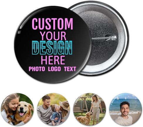 Custom Pins with Photo Logo or Text,1-1000pcs Personalized Button Pins,Custom Buttons for Events,Birthday,Parties,Campaigns or Memorials in Kuwait