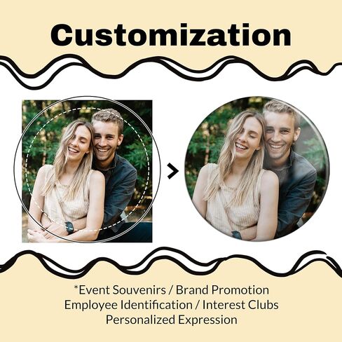 Custom Pins with Photo Logo or Text,1-1000pcs Personalized Button Pins,Custom Buttons for Events,Birthday,Parties,Campaigns or Memorials in Kuwait