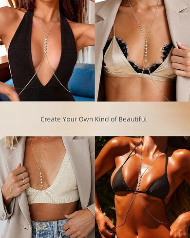 5A Cubic Zirconia Hypoallergenic Waterproof 18K Gold Body Chain: Dainty 316L Surgical Stainless Steel Jewelry for Women Fashion, Trendy Belly Waist Chain for Chest Stomach Hip Bikini Belt in Saudi Arabia