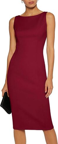 Belle Poque Womens Bodycon Dress Pencil Sheath Dresses Sleeveless Boat Neck Dress Work Dresses Business Casual in Kuwait