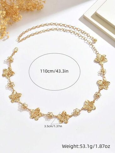 TEBIEKOY Flower Charm Waist Chain for Women, Gold Belly Chain Body Jewelry for Beach, Summer Dresses & Vacation Outfits in Kuwait