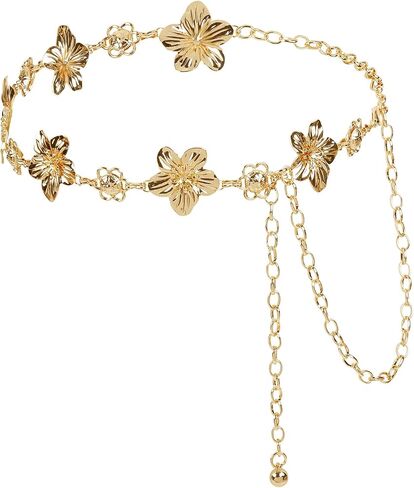 TEBIEKOY Flower Charm Waist Chain for Women, Gold Belly Chain Body Jewelry for Beach, Summer Dresses & Vacation Outfits in Kuwait