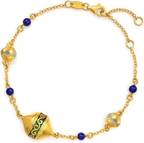 CHOW SANG SANG Cultural Blessings 999 24K Gold & Lapis Lazuli Charm Bracelet for Women Size 18cm 95614B in Kuwait