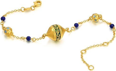 CHOW SANG SANG Cultural Blessings 999 24K Gold & Lapis Lazuli Charm Bracelet for Women Size 18cm 95614B in Kuwait