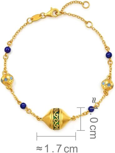 CHOW SANG SANG Cultural Blessings 999 24K Gold & Lapis Lazuli Charm Bracelet for Women Size 18cm 95614B in Kuwait