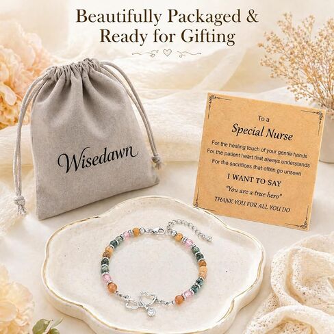 Nurse Gifts for Women, Natural Stone Stethoscope Bracelet, Christmas Graduation Appreciation Nurse Week 2026 Thank You Jewelry with Card in Saudi Arabia