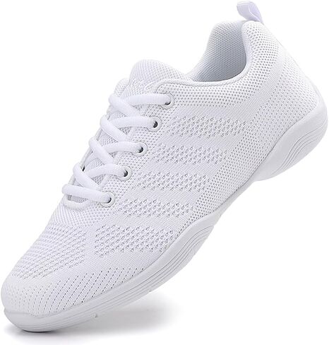 Girls Cheerleading Shoes White Dance Sneakers Youth Cheer Non-Slip Tennis Shoes Lightweight Soft Flexible Breathable Cheer Shoes for Daily Practice Game Day (Little Kid/Big Kid) in Kuwait