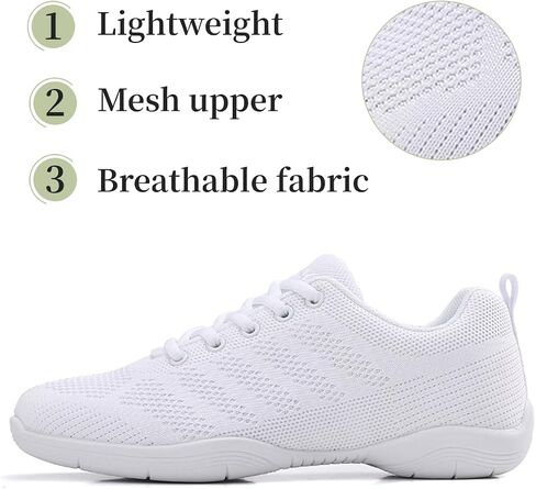 Girls Cheerleading Shoes White Dance Sneakers Youth Cheer Non-Slip Tennis Shoes Lightweight Soft Flexible Breathable Cheer Shoes for Daily Practice Game Day (Little Kid/Big Kid) in Kuwait