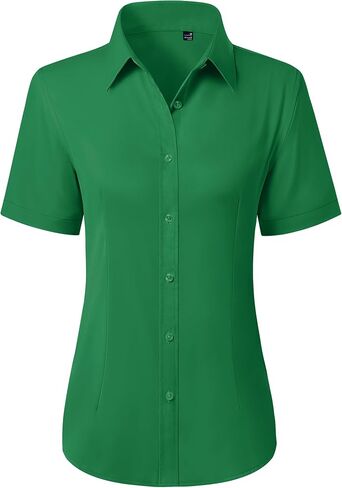 siliteelon Button Down Shirts for Women Stain Shield Short Sleeve Dress Shirt Wrinkle Free Work Business Office Blouses in Kuwait
