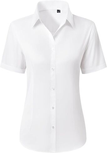 siliteelon Button Down Shirts for Women Stain Shield Short Sleeve Dress Shirt Wrinkle Free Work Business Office Blouses in Kuwait
