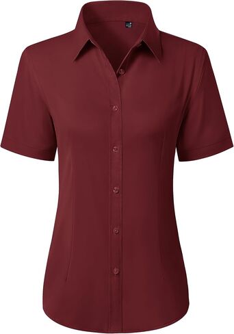siliteelon Button Down Shirts for Women Stain Shield Short Sleeve Dress Shirt Wrinkle Free Work Business Office Blouses in Kuwait