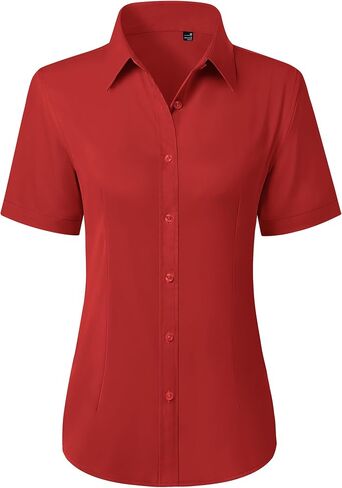 siliteelon Button Down Shirts for Women Stain Shield Short Sleeve Dress Shirt Wrinkle Free Work Business Office Blouses in Kuwait