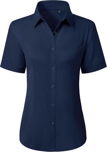 siliteelon Button Down Shirts for Women Stain Shield Short Sleeve Dress Shirt Wrinkle Free Work Business Office Blouses in Kuwait