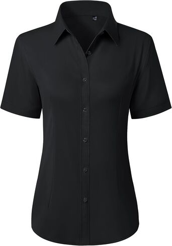 siliteelon Button Down Shirts for Women Stain Shield Short Sleeve Dress Shirt Wrinkle Free Work Business Office Blouses in Kuwait