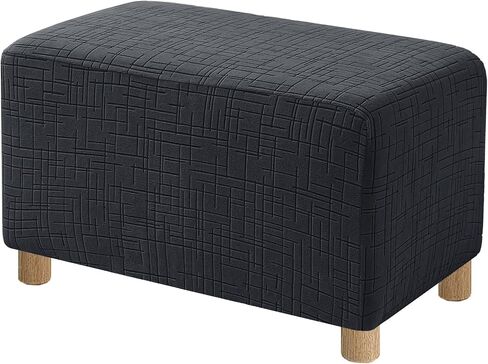 High Stretch Large Ottoman Cover Square, Ottoman Cover Rectangular for Folding Storage Stool, Thick Ottoman Slipcovers Washable Removable, with Elastic Bottom (Large, Charcoal Gray) in Saudi Arabia