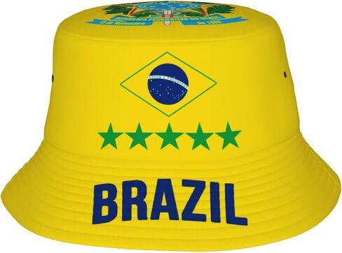 Brazil 5 Star Home Yellow Bucket Hat Printed Hats Soccer Fan Supporter Cheer Team Caps Fans Gifts in Kuwait