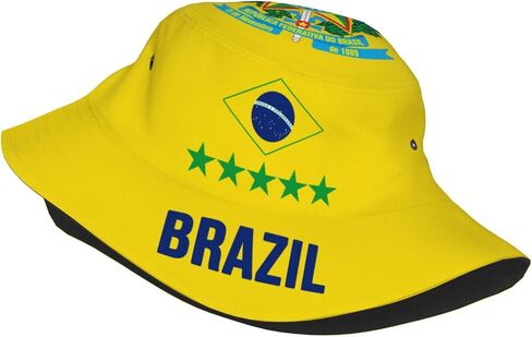Brazil 5 Star Home Yellow Bucket Hat Printed Hats Soccer Fan Supporter Cheer Team Caps Fans Gifts in Kuwait