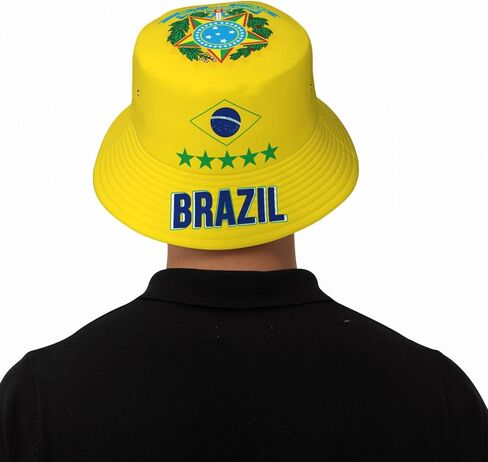 Brazil 5 Star Home Yellow Bucket Hat Printed Hats Soccer Fan Supporter Cheer Team Caps Fans Gifts in Kuwait