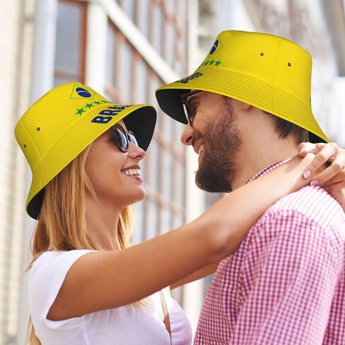 Brazil 5 Star Home Yellow Bucket Hat Printed Hats Soccer Fan Supporter Cheer Team Caps Fans Gifts in Kuwait