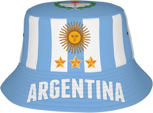 Argentina 3 Stars Flag Bucket Hat Printed Hats Soccer Fan Supporter Cheer Team Caps Fans Gifts Multi in Kuwait