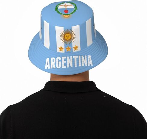 Argentina 3 Stars Flag Bucket Hat Printed Hats Soccer Fan Supporter Cheer Team Caps Fans Gifts Multi in Kuwait