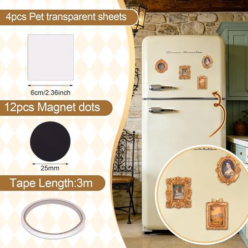 12 Pcs Mini Gold Magnetic Picture Frames, 2 Inch Vintage Tiny Photo Frame for DIY Mini Gold Photo Frames Silhouette Box Jewelry Wall Hanging Decor Fridge Magnet Display Dollhouse Creative Gift in Saudi Arabia