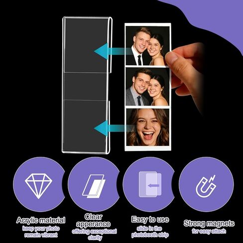 Photo Booth Frame 2x6 Magnetic Picture Frames 6 PCS Clear Magnetic Acrylic Frames for Photo Strips | Magnetic Photobooth Strip Frame for Fridge,Locker in Kuwait