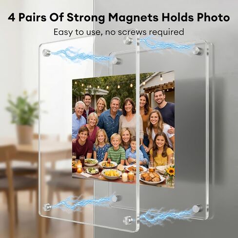 Multi Size 7 Pack Acrylic Magnetic Picture Frames Set for Refrigerator, Clear Double Sided Acrylic Fridge Magnetic Photo Frame, 2.36x3.54, 2x6, 4x6, 5x7 in Kuwait