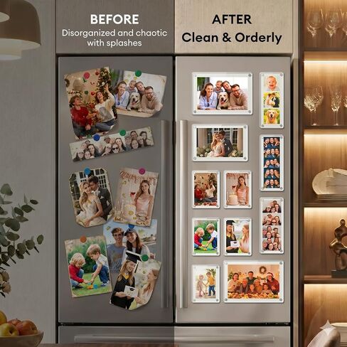 Multi Size 7 Pack Acrylic Magnetic Picture Frames Set for Refrigerator, Clear Double Sided Acrylic Fridge Magnetic Photo Frame, 2.36x3.54, 2x6, 4x6, 5x7 in Kuwait