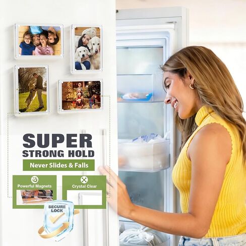 4 Pack 4x6 Magnetic Picture Frame for Refrigerator, Clear Acrylic Magnetic Photo Frame for Fridge, Locker & Whiteboard, Vertical or Horizontal Standard Size Frame for Home & Office Decor in Saudi Arabia