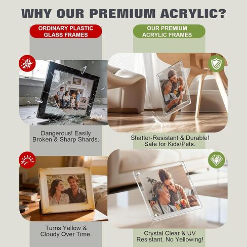 4 Pack 4x6 Magnetic Picture Frame for Refrigerator, Clear Acrylic Magnetic Photo Frame for Fridge, Locker & Whiteboard, Vertical or Horizontal Standard Size Frame for Home & Office Decor in Saudi Arabia