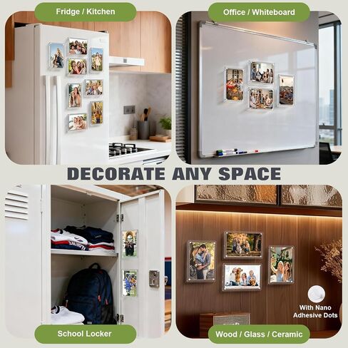 4 Pack 4x6 Magnetic Picture Frame for Refrigerator, Clear Acrylic Magnetic Photo Frame for Fridge, Locker & Whiteboard, Vertical or Horizontal Standard Size Frame for Home & Office Decor in Saudi Arabia