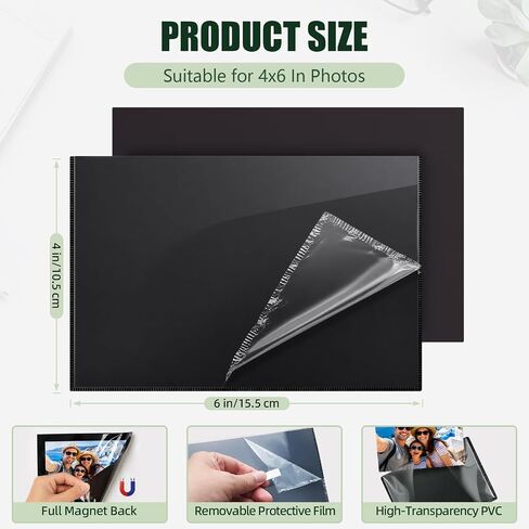 12 Pack Magnetic Picture Frames for Refrigerator,4x6 Inches Magnetic Picture Frame,Magnetic Frames For Refrigerator,Locker,Wall,Cabinet(Black) in Saudi Arabia
