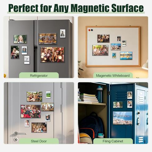 12 Pack Magnetic Picture Frames for Refrigerator,4x6 Inches Magnetic Picture Frame,Magnetic Frames For Refrigerator,Locker,Wall,Cabinet(Black) in Saudi Arabia