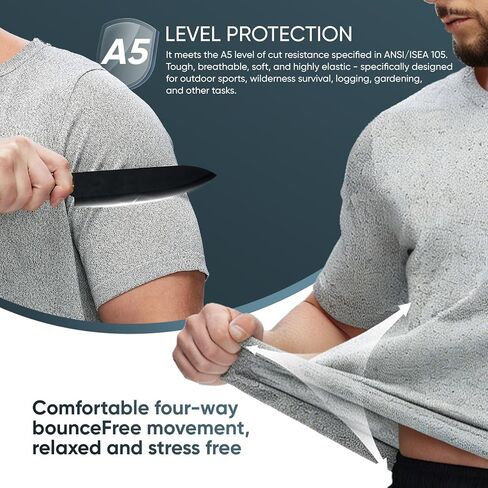 Cut Resistant Short Sleeve Shirt, ANSI A5 Safety Work Shirt, Lightweight Breathable Protective Workwear, Gray in Saudi Arabia