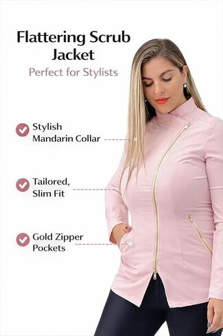 Women’s Pink Top – Bleach-Resistant Fabric, Long Sleeve Tunic with Gold Zipper in Saudi Arabia