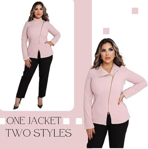 Women’s Pink Top – Bleach-Resistant Fabric, Long Sleeve Tunic with Gold Zipper in Saudi Arabia