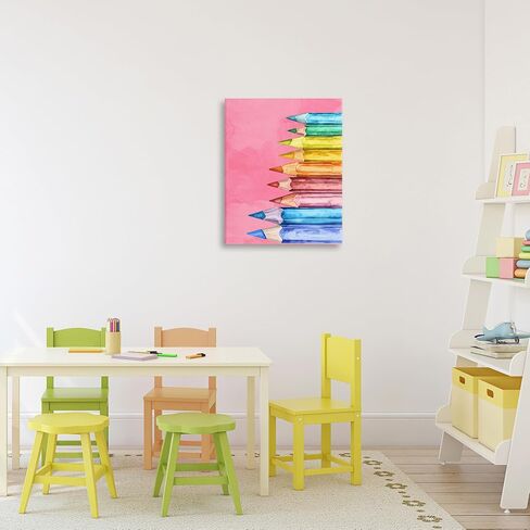 Stupell Industries 'Vibrant Pencils on Pink', Canvas Art, 16 x 20 Inches, Easy to Hang and Sturdy, Made in USA, by Kim Allen in Kuwait