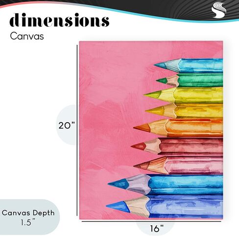 Stupell Industries 'Vibrant Pencils on Pink', Canvas Art, 16 x 20 Inches, Easy to Hang and Sturdy, Made in USA, by Kim Allen in Kuwait