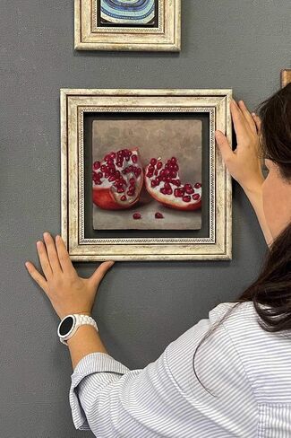 Framed Stone Wall Decor 30x30 cm Pomegranate Drawing Stone Art for Walls - Multicolor, 12x12 inch in Saudi Arabia