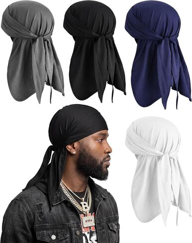 Hercicy 4 عبوات من Durags للتبريد للرجال مشروط صيفي للرقبة والحماية من الشمس، غطاء باندانا مرن لركوب الدراجات، بطانة خوذة فتل in Kuwait