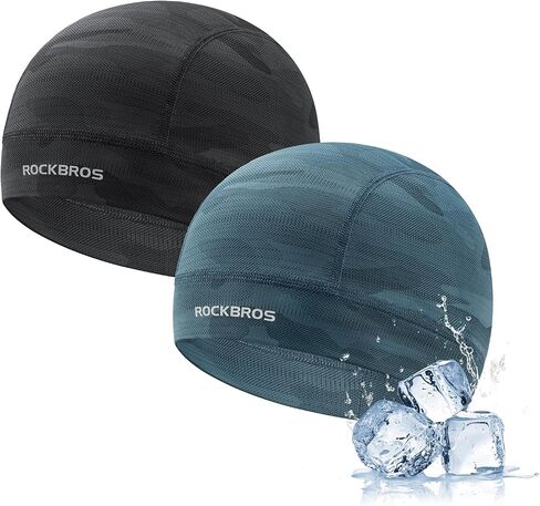 ROCKBROS قبعة جمجمة تبريد قبعات جمجمة قابلة للتنفس شبكية تحت خوذة ركوب الدراجات النارية قبعة صلبة بطانة العرق للرجال والنساء in Kuwait