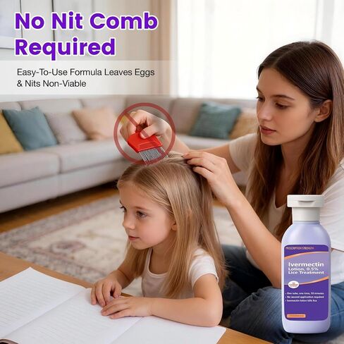 VETRAW Ivermectin 0.5% Lotion for Head Lice Treatment, Fast-Acting, No Nit Combing Required, Gentle & Family-Friendly, Effective on Resistant Lice, 4.2 oz (100 mL) in Saudi Arabia