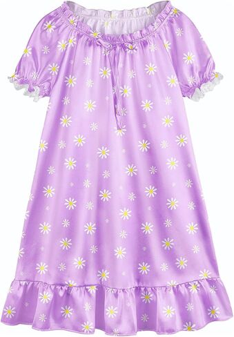 Beinou Toddler Girls Nightgowns Satin Princess Nightgown Lace Short Sleeve Night Gowns Sleepwear for Kids Girl in Saudi Arabia