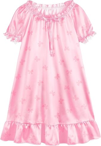 Beinou Toddler Girls Nightgowns Satin Princess Nightgown Lace Short Sleeve Night Gowns Sleepwear for Kids Girl in Saudi Arabia