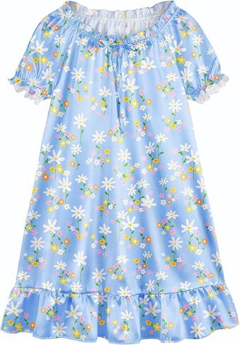 Beinou Toddler Girls Nightgowns Satin Princess Nightgown Lace Short Sleeve Night Gowns Sleepwear for Kids Girl in Saudi Arabia