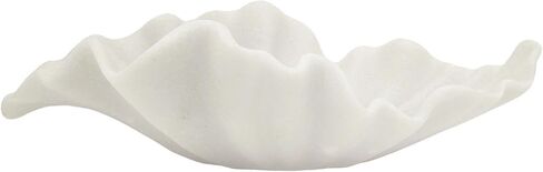 Off-white Large Decorative Bowl - 16" Fruit/Key/Purse Bowl for Home Decor - Coffee Table & Entryway Table Decor - Scalloped Ruffle Bowls - Unique Centerpiece Bowls(Big) in Saudi Arabia