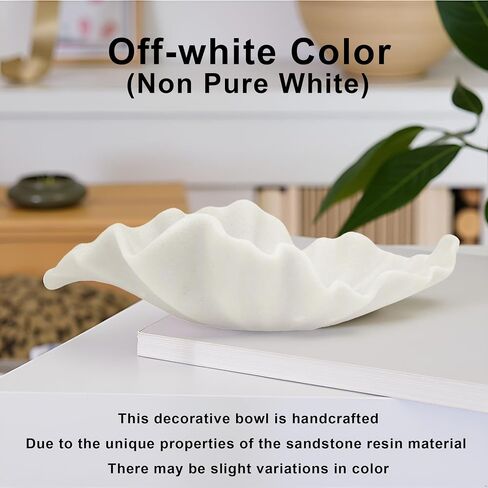 Off-white Large Decorative Bowl - 16" Fruit/Key/Purse Bowl for Home Decor - Coffee Table & Entryway Table Decor - Scalloped Ruffle Bowls - Unique Centerpiece Bowls(Big) in Saudi Arabia