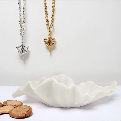 Off-white Large Decorative Bowl - 16" Fruit/Key/Purse Bowl for Home Decor - Coffee Table & Entryway Table Decor - Scalloped Ruffle Bowls - Unique Centerpiece Bowls(Big) in Saudi Arabia